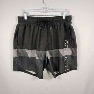 Spyder Swim Men's Grey Black Striped Board Shorts Trunks Size Large